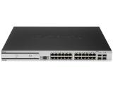 D-Link 24-port 1000BaseT L2+ Wireless PoE Managed Switch, max 64 APs, 4 Combo 1000BaseT/SFP, 2 10GbE Option