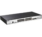 D-Link 24-port 10/100/1000 Layer 2 Stackable Managed Gigabit Switch including 4-port Combo 1000BaseT/SFP with Standard Image