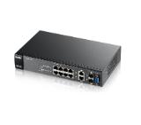 ZyXEL GS2210-8, 10-port Managed Layer2+ Gigabit Ethernet switch, 8x Gigabit metal + 2x Gigabit dual personality (RJ45/open SFP) ports, Green (802.3az), IPv6, fanless