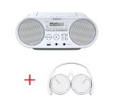 Sony ZS-PS50 CD player, white + Sony Headset MDR-ZX110, white