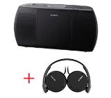 Sony ZS-PE40CP CD player, black + Sony Headset MDR-ZX110, black