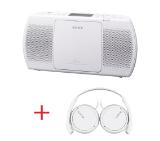 Sony ZS-PE40CP CD player, white + Sony Headset MDR-ZX110, white