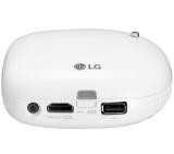 LG PV150G Minibeam, RGB LED Super Ultra Portable Pico Projector, WVGA (854x480), 100 ANSI Lumens, HDMI, MHL, Miracast, WIDI, USB, Battery, White
