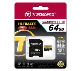 Transcend 64GB microSDHC UHS-I, MLC, 633x (with adapter, Class 3)