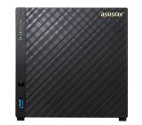 Asustor AS1004T, 4-bay NAS,Marvell ARMADA-385 Dual Core 1GHz, 512MB DDR3(non-upgradeable), 4 x 3.5" SATAII / SATAIII, GbE x1, USB 3.0 - 1*Front/ 1*Rear, 8 Channel IP Cam(4 license included), WoL, System Sleep Mode, Tower