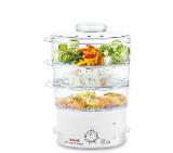 Tefal VC100630, Ultracompact, Steam Cooker, 900W, 3 Container, Timer, Turbo, Ring container for rice, Metal painted, white