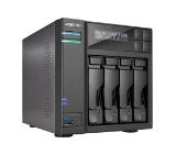 Asustor AS7004T, 4-Bay NAS, Intel Core i3 3.5 GHz Dual-Core, 2GB DDR3( max. 16GB), 4x 2.5" / 3.5" SATAII / SATAIII or SSD GbE x 2, HDMI, SPDIF, PCI-E (10GbE ready), USB 3.0 & SATA, LCD Panel, WoL, System Sleep Mode, 24 Ch. IP Cam(4 license incl.)