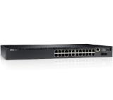 Dell Networking N2024, L2, 24x 1GbE + 2x 10GbE SFP+ fixed ports, Stacking, IO to PSU airflow, AC