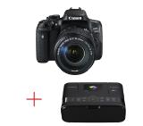 Canon EOS 750D + EF-s 18-135mm IS STM + Canon SELPHY CP1200, black