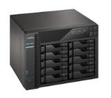 Asustor AS6210T, 10-Bay NAS, Intel Celeron 1.6GHz Quad-Core (up to 2.24 GHz), 2GB DDR3, GbE x 4, HDMI, SPDIF, PCI-E (10GbE ready), USB 3.0 & SATA, LCD Panel, WoL, System Sleep Mode, with lockable tray