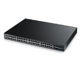 ZyXEL GS1920-48HP, 50-port Gigabit WebManaged switch: 44x Gigabit metal + 4x Gigabit combo (metal/SFP) + 2x SFP, PoE 802.3at (High Power, 30W) - Power budget 370W, IPv6, 802.3az (Green), Layer 2-4 security options, L2 Multicast, 19" rackmount