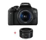 Canon EOS 750D LOW LIGHT KIT (EF-S 18-55 IS STM + EF 50mm f/1.8 STM) + DSLR ENTRY Accessory Kit (SD8GB/BAG/LC)