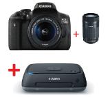 Canon EOS 750D TRAVEL KIT (EF-S 18-55 IS STM + EF-S 55-250mm f/4-5.6 IS STM) + Canon Connect Station CS100 + DSLR ENTRY Accessory Kit (SD8GB/BAG/LC)