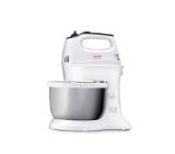 Tefal HT312138, Quick mix Hand Mixer with bowl, 300 W, 5 Speeds + turbo, 2 Beaters, 2 Dough hooks, automatic rotating bowl, white & inox standbowl