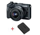 Canon EOS M6, black + EF-M 15-45mm f/3.5-6.3 IS STM + battery pack LP-E12 for EOS-M