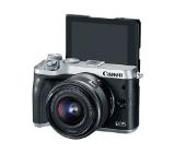 Canon EOS M6, silver + EF-M 15-45mm f/3.5-6.3 IS STM + battery pack LP-E12 for EOS-M