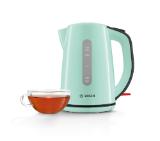 Bosch TWK7502, Plastic kettle, cordless, 1850-2200 W, 1.7 l capacity, automatic switch off, mint turquoise/black grey