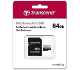 Transcend 64GB micro SD w/ adapter U1, High Endurance