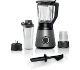Bosch MMB6177S Series 4, VitaPower Blender, 1200 W, Glass ThermoSafe jug 1.5 l, Tritan ToGo bottle 0.6 l, Two speed settings and pulse function, ProEdge stainless steel blades made in Solingen, Silver