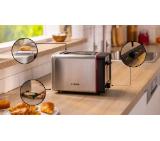 Bosch TAT6M420, MyMoment Compact toaster, 970 W, Auto power off, Defrost and reheat setting, Integrated warming grid, High lift, Stainless steel