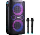 Hisense Party Rocker One Plus (HP110) Bluetooth Speaker with 300W Power, Built-in Woofer, Karaoke Mode, Built-in Wireless Charging Pad, AUX Input and Output, USB, 15 Hour Long-Lasting Battery 4 x 2500Ah, 2x mics included