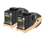 Epson AL-C9300N Double Pack Toner Cartridge Yellow, 7.5k x2