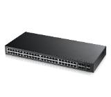 ZyXEL GS1920-48, 50-port Gigabit WebManaged switch: 44x Gigabit metal + 4x Gigabit combo (metal/SFP) + 2x SFP, IPv6, 802.3az (Green), Layer 2-4 security options, L2 Multicast, 19" rackmount