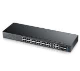 ZyXEL GS2210-24, 28-port Managed Layer2+ Gigabit Ethernet switch, 24x Gigabit metal + 4x Gigabit dual personality (RJ45/open SFP), L2 multicast, IGMP snooping, MVR, IP source guard, DHCP snooping, ARP inspection, CPU protection, IPv6, 802.3az (Green)