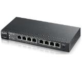 ZyXEL GS1100-8HP 8-port Gigabit Ethernet switch, 4x PoE (802.3at, 30W), Green (802.3az), fanless