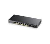 ZyXEL GS1100-10HP, 10-port Desktop Gigabit Ethernet switch: 8x Gigabit metal + 2x SFP, 802.3az (Green), PoE 802.3at (High Power, 30W) - Power budget 130W