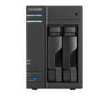 Asustor AS6202T, 2-bay NAS, Intel Celeron Quad-Core N3150 ( up to 2.08GHz), 4 GB DDR3L SO-DIMM (max 8GB), 2 x 3.5" or SSD, GbE x 2, 3*USB 3.0 ,2*USB 2.0, 2*eSATA, 16 Ch. IP Cam(4 license incl.), WoL, HDMI+ S/PDIF+ IR Receiver, AES-NI hardw encr, lock.