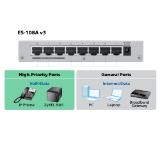 ZyXEL ES-108AV3, 8-port 10/100Mbps Ethernet switch, 3x Qos (!), desktop, metal housing