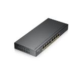 ZyXEL GS1900-8HP, 8-port GbE L2 PoE Smart Switch, 802.3at, desktop, fanless, 70 Watt