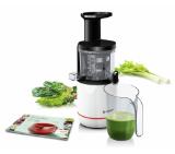 Bosch MESM500W, Slow juicer VitaExtract 150 W, 55 rpm, 1 speed + reverse function, tritan screw, MixControl lever, juice container 1 l, pulp container 1,3l, 2 filters (fine, coarse), white / black