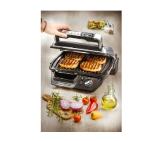Tefal GC451B12 Super Grill with timer, 600cm2 cooking surface, 2000W, 2 cooking positions (grill, BBQ), 3 settings + max, light indicator, digital timer, adjusted thermostat, vertical storage, non-stick die-cast alum. plates, removable plates