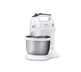 Tefal HT312138, Quick mix Hand Mixer with bowl, 300 W, 5 Speeds + turbo, 2 Beaters, 2 Dough hooks, automatic rotating bowl, white & inox standbowl