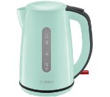 Bosch TWK7502, Plastic kettle, cordless, 1850-2200 W, 1.7 l capacity, automatic switch off, mint turquoise/black grey