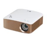 LG PH150G Portable MiniBeam Projector, Built-in type to 2.5 hour battery life,RGB LED, LCoS , HD (1280x720), 100 000:1, 130 ANSI Lumens, HDMI (MHL), WiDi, USB-A, Speaker, White