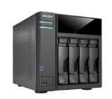 Asustor AS6104T, 4-bay NAS, Intel Celeron N3050 ( up to 2.16GHz), 2 GB DDR3L SO-DIMM (max 8GB), 4 x 3.5" or SSD, GbE x 2, 3*USB 3.0 ,2*USB 2.0, 2*eSATA, 16 Ch. IP Cam(4 license incl.), WoL, HDMI+ S/PDIF+ IR Receiver, System Sleep Mode, AES-NI hardware
