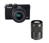 Canon EOS M100, black + EF-M 15-45mm f/3.5-6.3 IS STM + EF-M 55-200mm f/4.5-6.3 IS STM