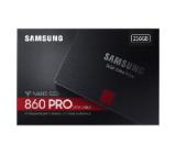 Samsung SSD 860 PRO 256GB Int. 2.5" SATA III, V-NAND 2-bit MLC, MJX Controller, 256-bit Encryption, Read 560 MB/s Write 530 MB/s, Cache Memory 512MB DDR4
