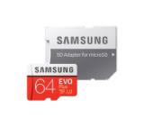 Samsung 64GB micro SD Card EVO+ with Adapter, Class10, Read 100MB/s - Write 60MB/s