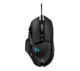 Logitech G502 Mouse, Lightsync RGB, HERO 25K DPI Sensor, 400 IPS, 5x3.6g Optional Weights, 11 Programmable Buttons, 114g, Black