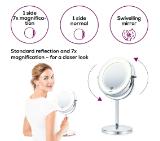 Beurer BS 55 Illuminated mirror, touch sensor, 18 LED light, 7 x zoom, 2 swivering mirrors, 13 cm