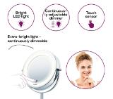 Beurer BS 55 Illuminated mirror, touch sensor, 18 LED light, 7 x zoom, 2 swivering mirrors, 13 cm