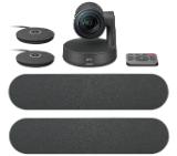 Logitech Rally Conference Solution, 2xRally Speaker, 2xRally Mic Pod, Ultra HD 4K 30 fps, Up To 16 Seats, Motorized PTZ Camera, RightSight, RightLight, RightSound, 15x HD Zoom, Autofocus, Black