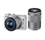Canon EOS M100, white + EF-M 15-45mm f/3.5-6.3 IS STM + EF-M 55-200mm f/4.5-6.3 IS STM + Canon Face Jacket EH31-FJ Red