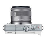 Canon EOS M100, white + EF-M 15-45mm f/3.5-6.3 IS STM+  Canon Face Jacket EH31-FJ Border Blue