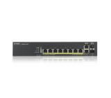 ZyXEL GS1920-8HPv2, 10 Port Smart Managed Switch 8x Gigabit Copper and 2x Gigabit dual pers., hybrid mode, standalone or NebulaFlex Cloud, 130 Watt PoE, fanless