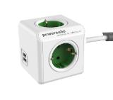 Allocacoc POWER CUBE 1402GN 4outlets/USB/1.5m cable